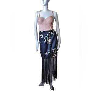 Marc Jacobs 90s vintage fringe floral silk wrap skirt